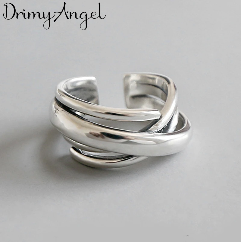 Винтажное серебряное кольцо в стиле панк неправильной геометрической