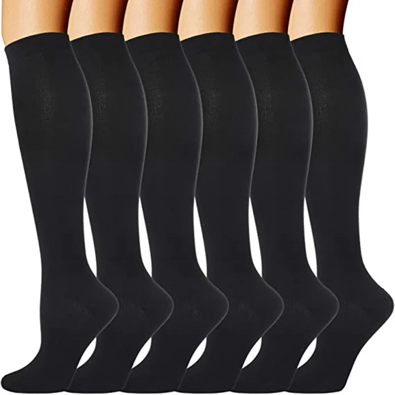 

New Compression Stockings Relieve Fatigue For Runner,Marathon,Cycling, Crossfit, Yoga,Compression Socks Black Solid Color Socks