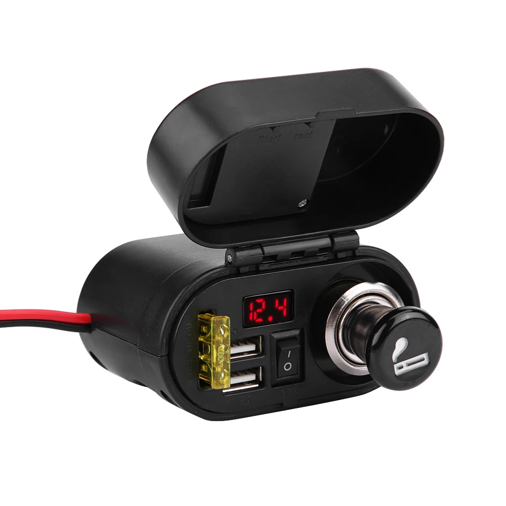 Качественное зарядное устройство для GPS навигатора с двумя USB портами мотоцикла