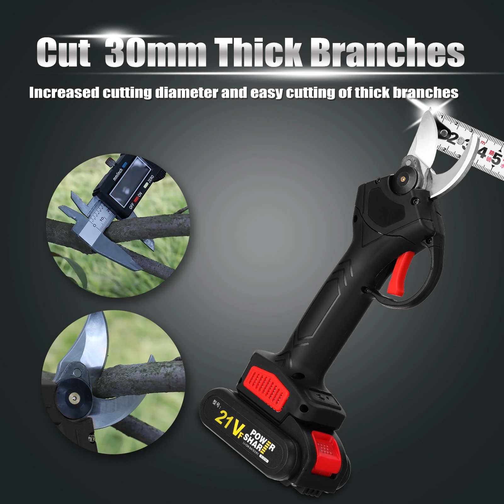 

Electric Shear 21V Cordless Electric Pruner Pruning Shear Efficient Fruit Tree Bonsai Pruning Branches Cutter Landscaping Tool