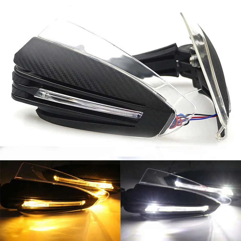 

Handguards Motorcycle Hand Protector White Amber Led Light Windproof For HONDA CB 750 CB 650R SHADOW VT750 NC 700S SH 300