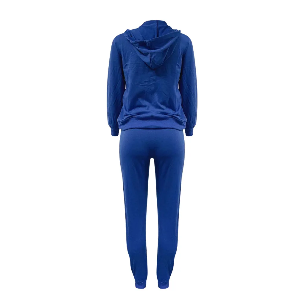 

Fall 2020 joggers women set Blue/red sweat suits women long sleeve hoodie+full pant sweatsuit wholesale tracksuit matching sets