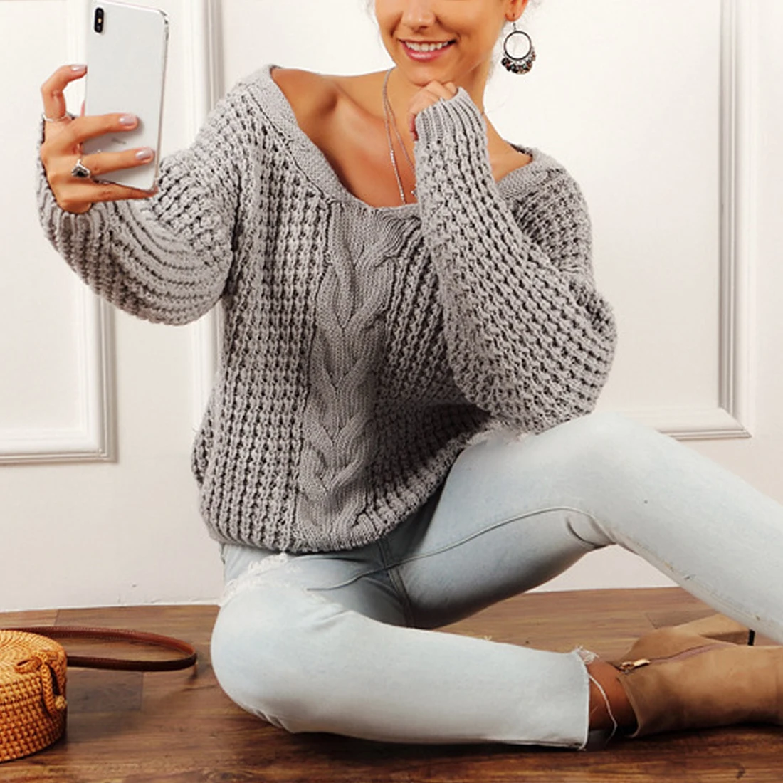 

Factory Price Women Tops Knitted Sweaters Pullovers Casual Autumn Winter Long Sleeve Solid Pullover Female Casual