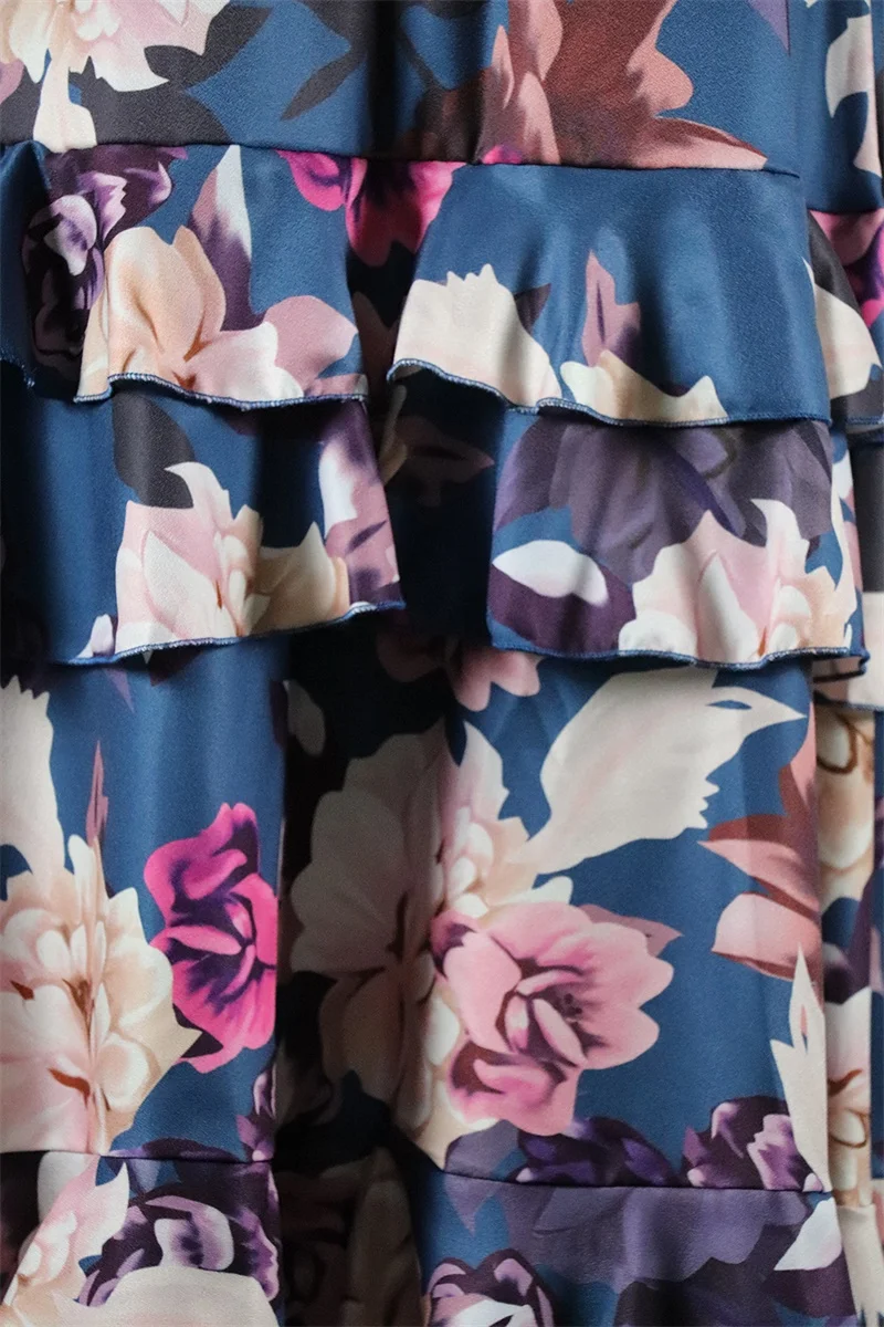 

Summer Beach Boho Dress Women Vintage Floral Print Ruffles Chiffon Long Dress Casual Sling Sleeveless Dresses Sexy Party Dress