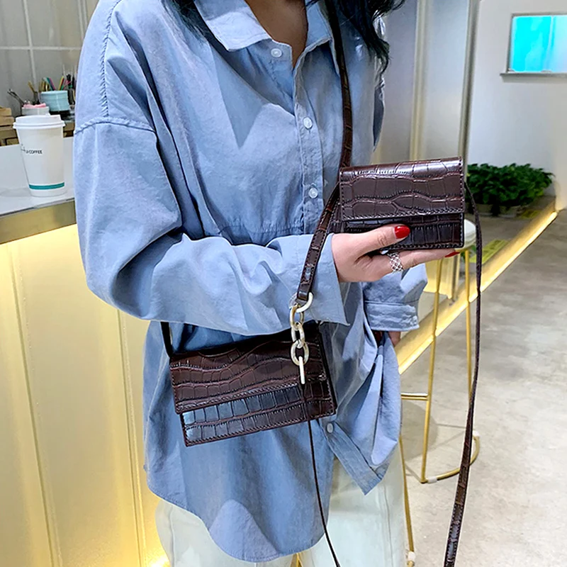 Крокодиловая сумка через плечо женская модная маленькая для женщин денег