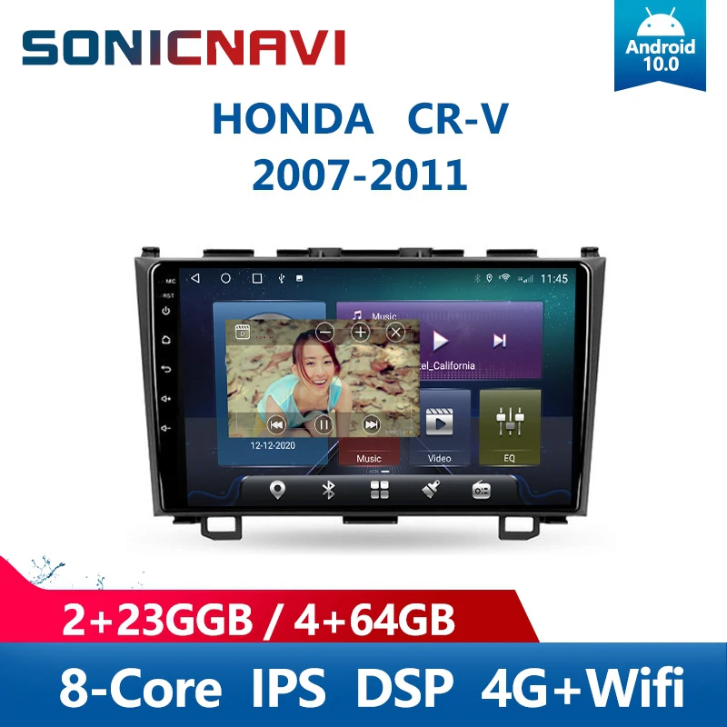 

Автомобильный радиоприемник SONICnavi для HONDA CR-V 2007-2011, мультимедийный плеер Android, Bluetooth, GPS, 4G, Wi-Fi, DSP, Carplay, стереоприемник