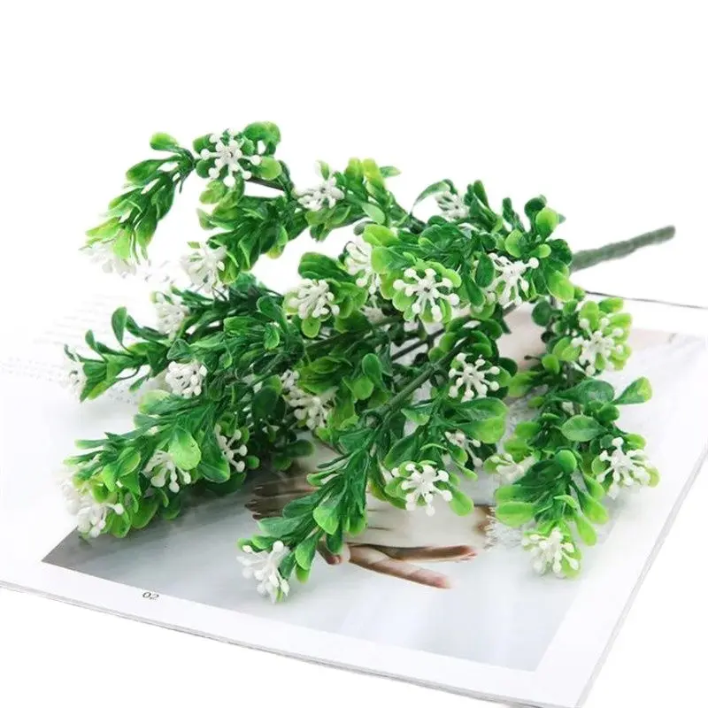 

10Pcs Milan Grass (7 Stems/Bunch) 12" Length Simulation Plastic Greenery for Wedding Home Decorative Artificial Plants