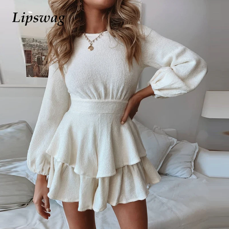 Платье Lipswag женское короткое с круглым вырезом Элегантное повседневное