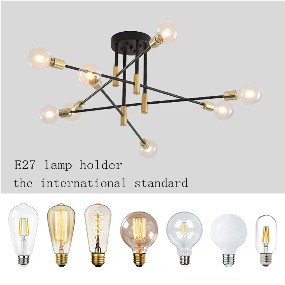Modern Nordic LED Lamp Black Gold Chandelier Lights Branch Simple Creative Luxury E27 Ceiling Lamps Indoor Lighting Fixtures | Освещение
