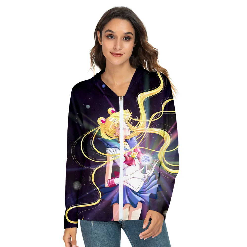 

Sailor Moon Zipper Jacket 3D Hoodie Kawaii Cartoon Women Fashion Loose Casual Coat Tops Hoodie Sweatshirt Cosplay Costume