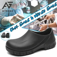 atrego men doctor hotel kitchen chef work shoes non slip oil resistant waterproof flats sandals resistant eva cook shoes