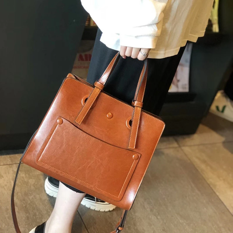 100% натуральная кожа женские сумки женский портфель большая емкость с верхней