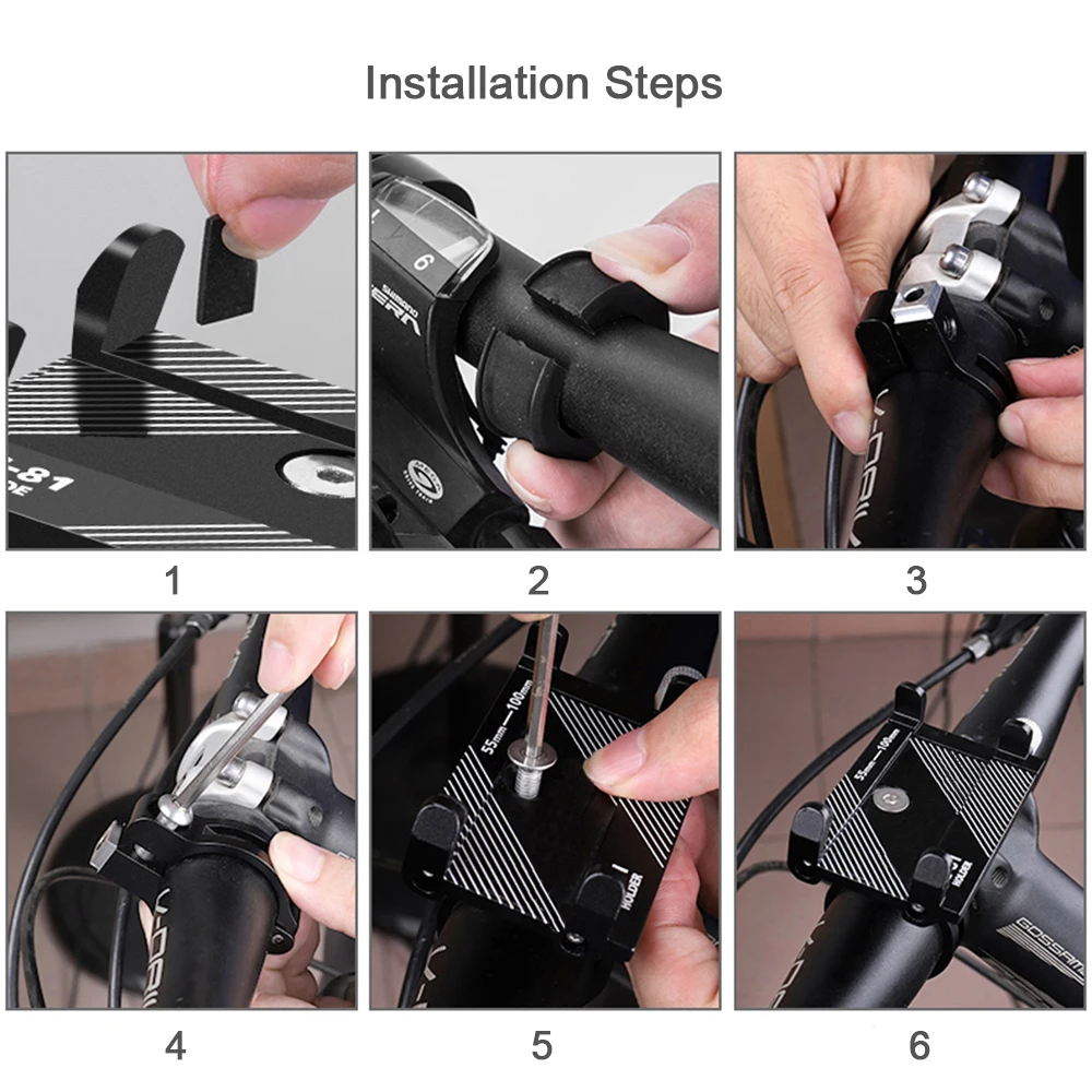 

Aluminum Alloy Bicycle Phone Holder Motorcycle Handlebar Mount for 3.5-6.2" Smart Phone for iPhone Xs Max Xr X 8 Samsung Xiaomi