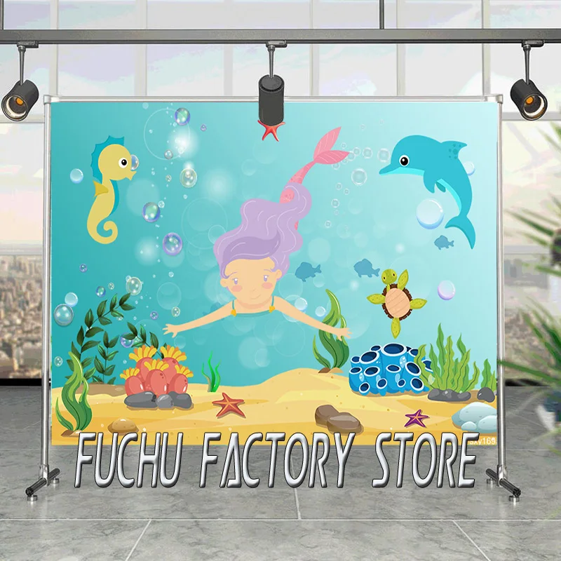 

Виниловый фон для фотосъемки с изображением нашей маленькой Русалочки и торта