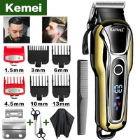 kemei hair clipper professional hair trimmer in hair clippers for men electric trimmers lcd display machine barber hair cutter 5