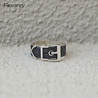 foxanry wholesale 925 stamp vintage rings for women couples new fashion simple belt head ring party jewelry gifts