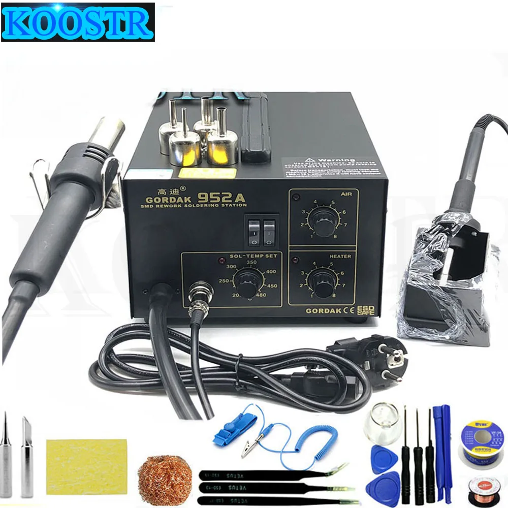 Gordak 952A 220V SMD 3 в 1 сварочный аппарат горячего воздуха наладочная станция для пайки