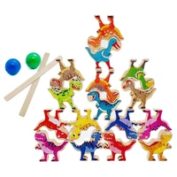 wooden dinosaur stacking toys dinosaur balance wooden stacking blocks montessori educational balance game for kids toddlers