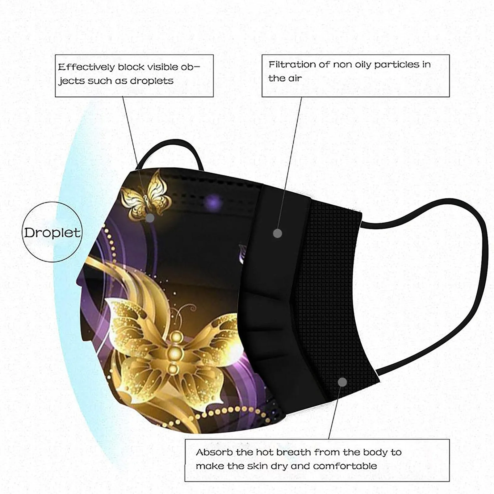 50 шт. одноразовые маски-бабочки для женщин | Тематическая одежда и униформа