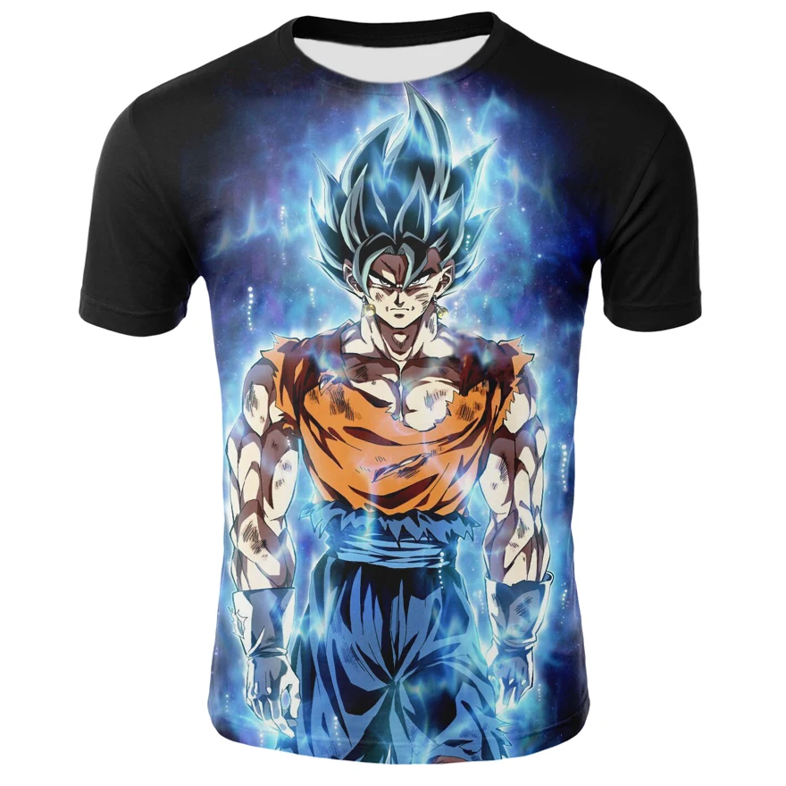 Одежда Супергерои Saiyan футболка Goku Dragon Ball Z короткий рукав с круглым вырезом
