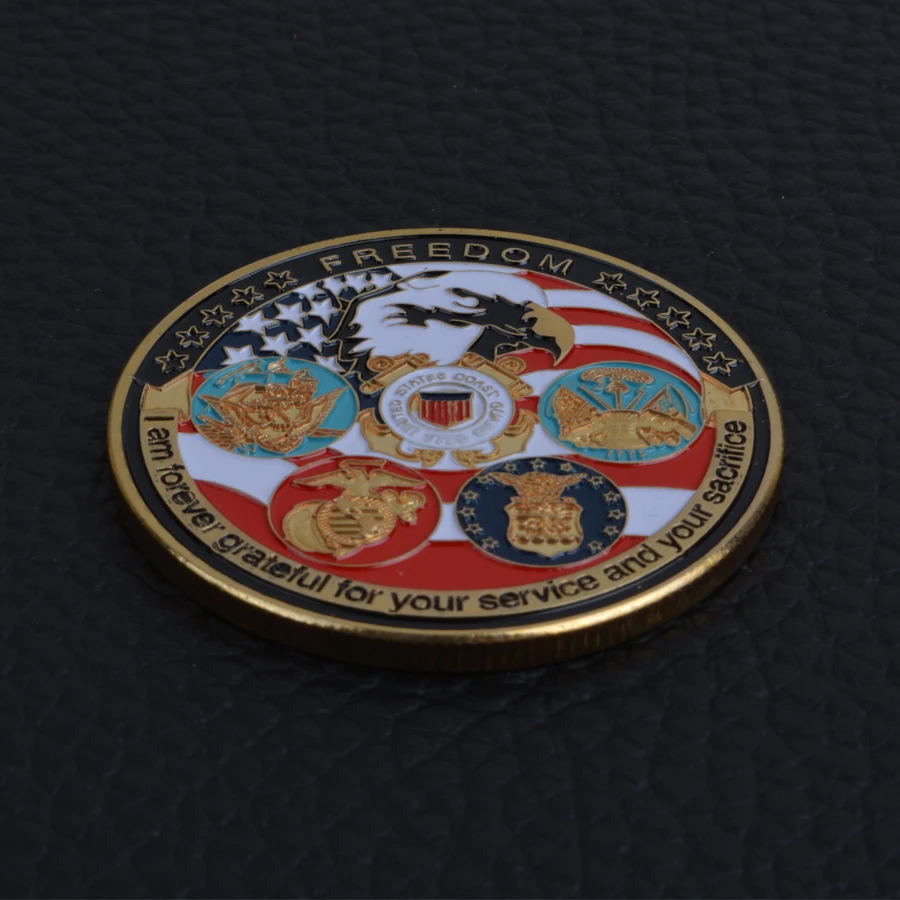 США темно-синий USAF USMC армия Береговая охрана Свобода Орел золотая пластина