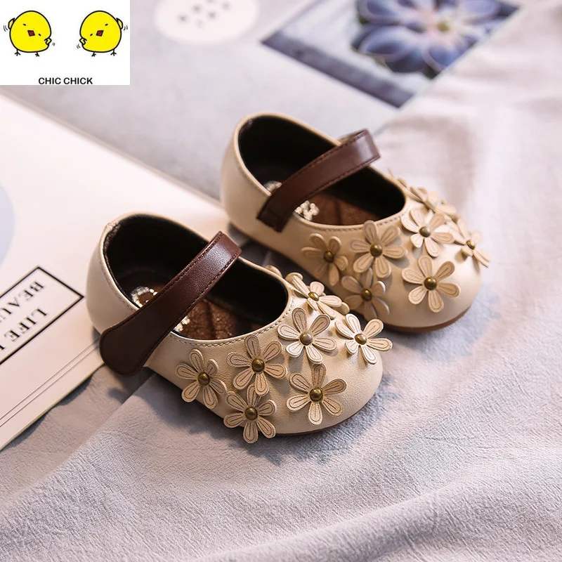 Детская кожаная обувь принцессы для девочек мягкая подошва маленьких 1 2 лет