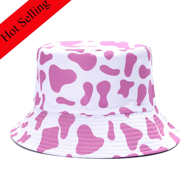 Панама женская двусторонняя с коровьим принтом модная шляпа от солнца для отдыха