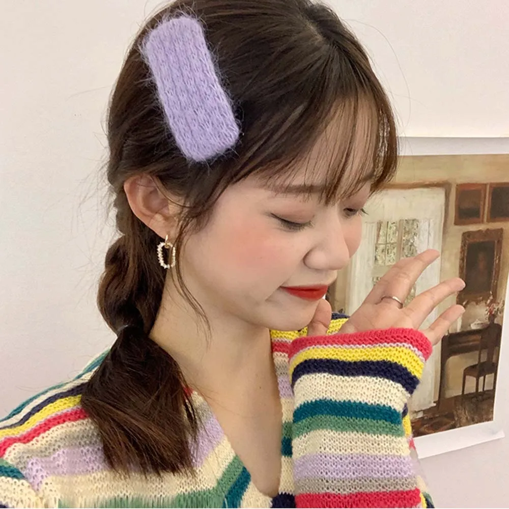 Заколка для волос шерстяная осенне зимняя| |