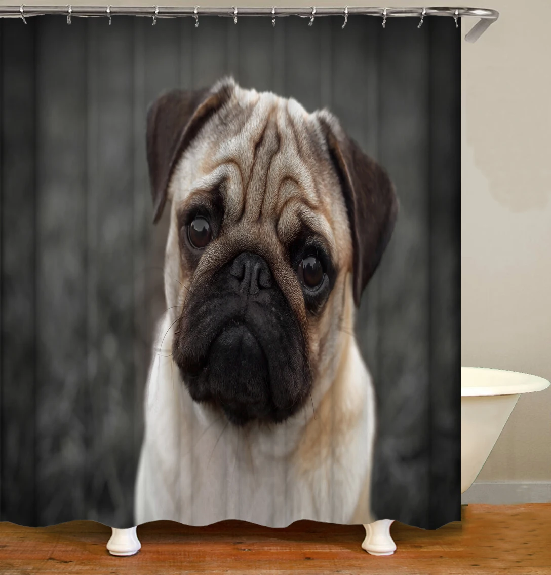 

BIPOOBEE Cute Personality Dog 3D Fabric Shower Curtains Funny Selfie Dogs Bathroom Curtain Polyester Bath Screen Home Decor