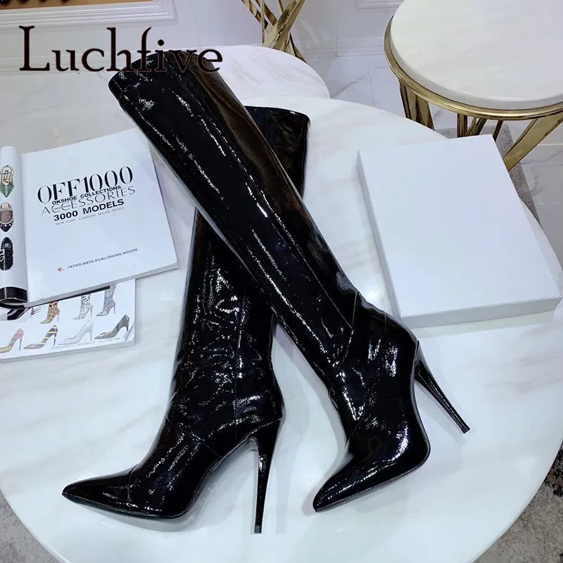 Luchfive/Высокие Сапоги выше колена золотистого и черного цвета высокие сапоги на