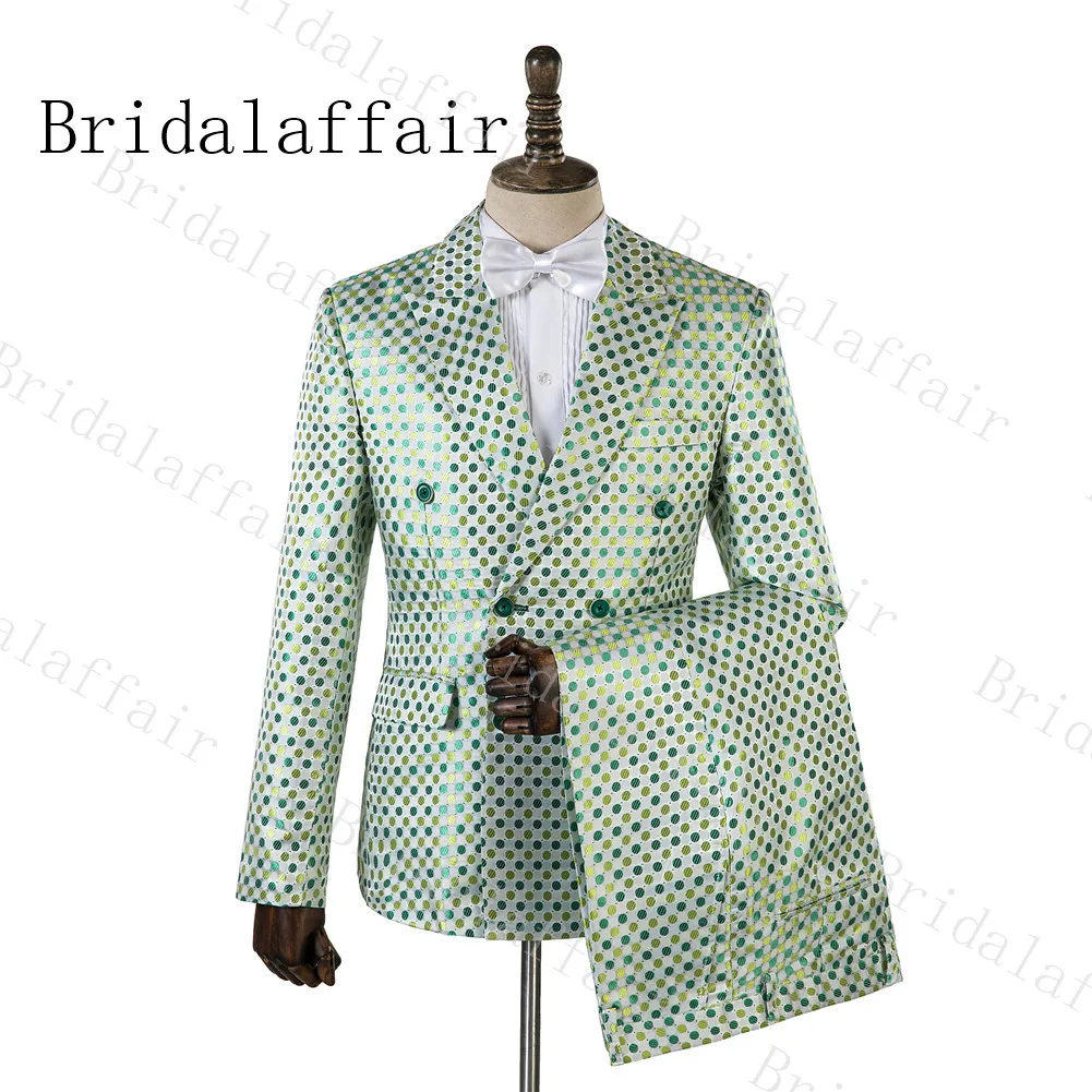 Костюм Bridalaffair Homme, модный заостренный лацкан, мужской свадебный костюм в горошек, смокинг, Мальчишник, костюмы для жениха, смокинги