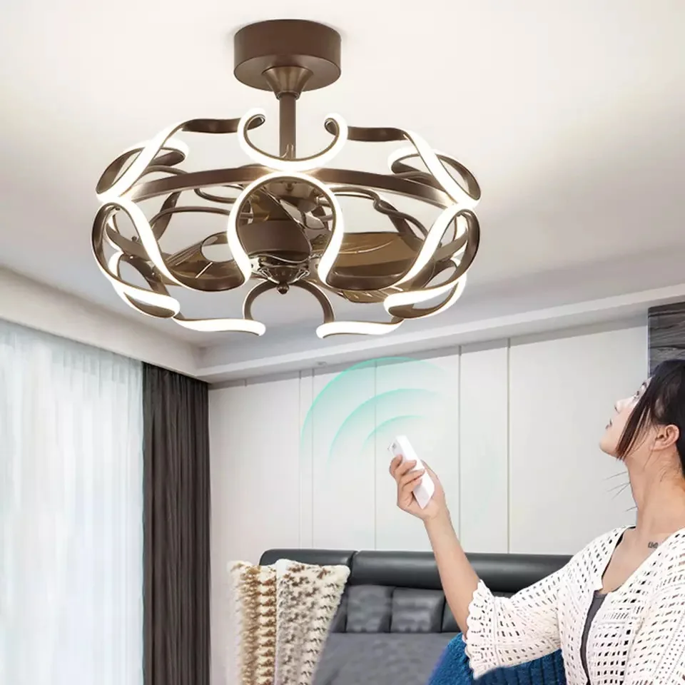 Nordic Invisible Fan lights Frequency Conversion Chandelier with Remote Control for Home Bedroom Restaurant 220v Creative Simple | Лампы и