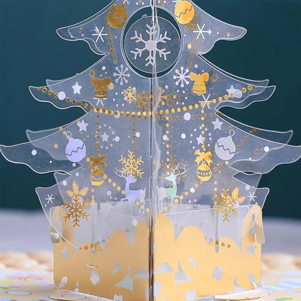 Поздравительная открытка ручной работы с рождественской елкой со сверкающими