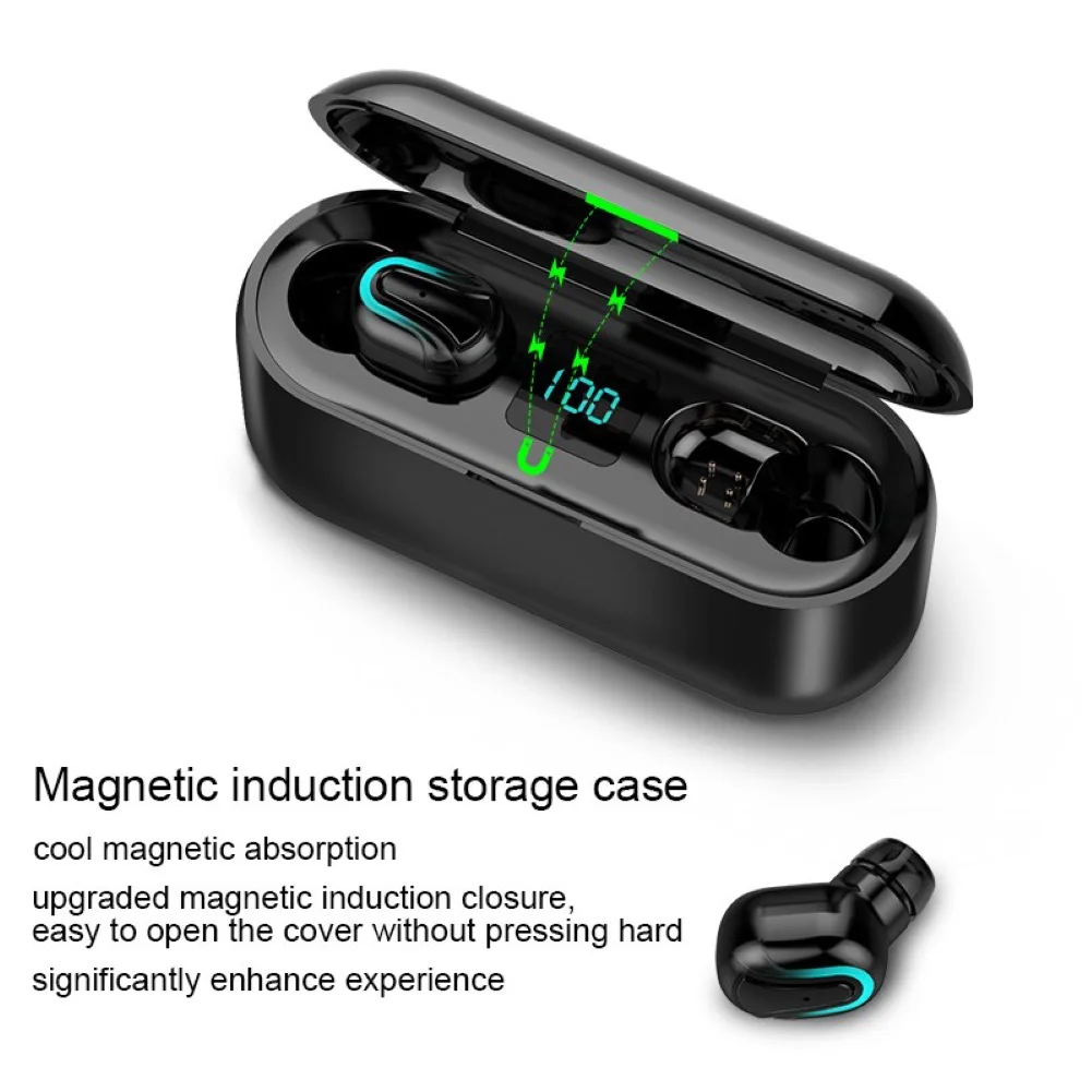 

Q32-1 TWS Wireless Bluetooth 5.0 In-Ear Earphone Earbuds with Digital Charge Box