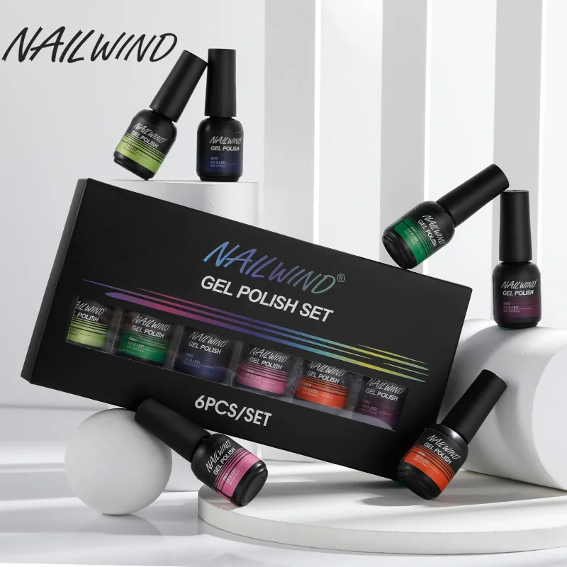

NAILWIND Gel Nail Polish 6PCS/Box Manicure Soak Off UV Gel Lamp Base Top Coat Semi Permanen For Manicure Art Nail Gel