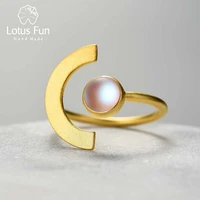 lotus fun 18k gold minimalism mellow moonlight adjustable rings for women 925 sterling silver artificial moonstone 2021 jewelry