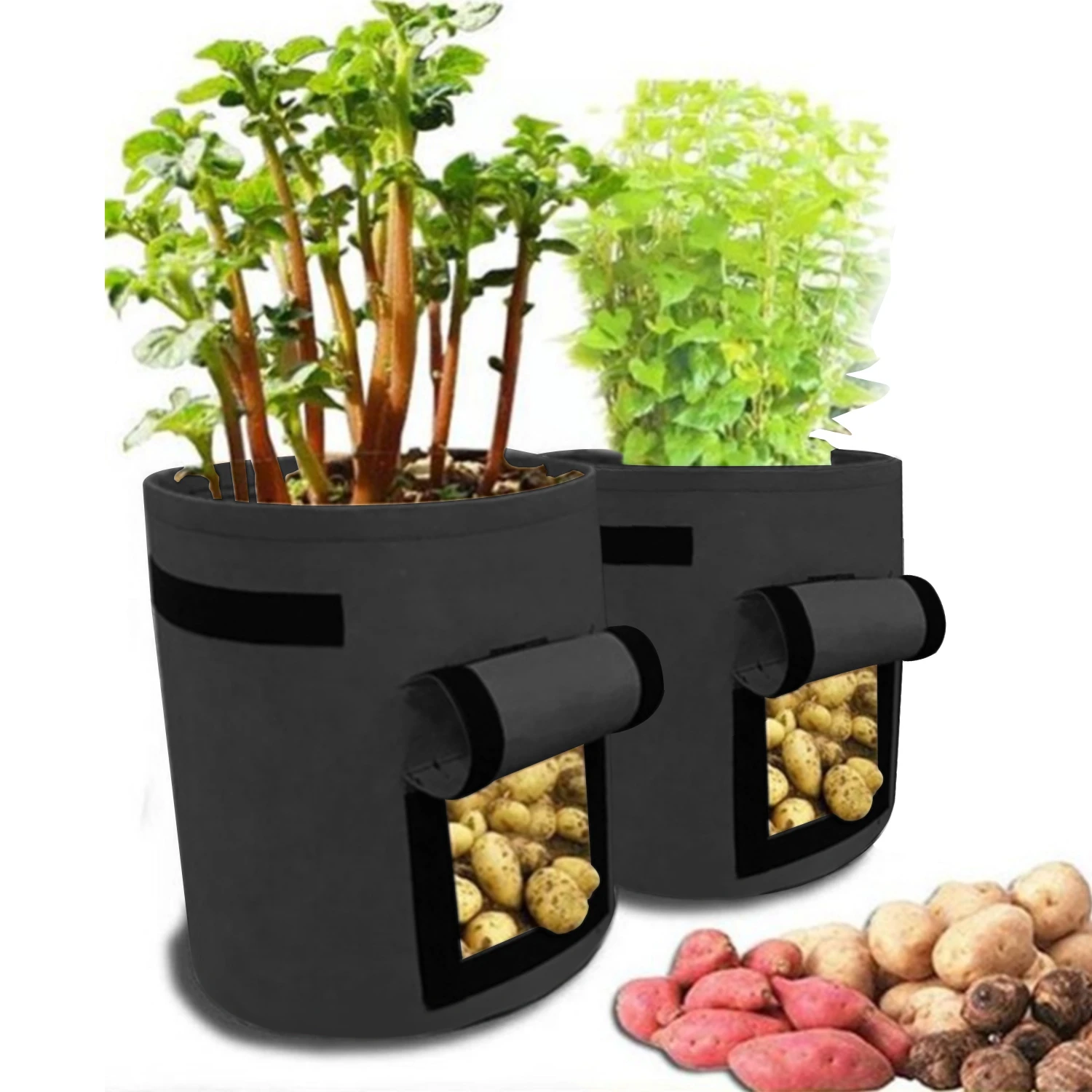 white plant pot 2pcs Plant Bag Home Garden Potato Greenhouse Cultivation Vegetable Planting Bag Moisturizing Jardin Tool Grow Bag Seedling Pot hanging plant holders