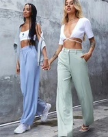 simple high waist causal blazer suit pants solid colors wide leg pants 2021 spring new fashion slim commute tailored trousers