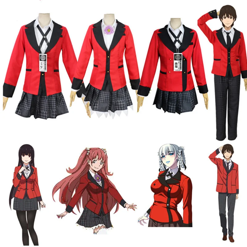 Kakegurui yumeko Школьная форма аниме азартные игры школьный косплей костюм комплект с