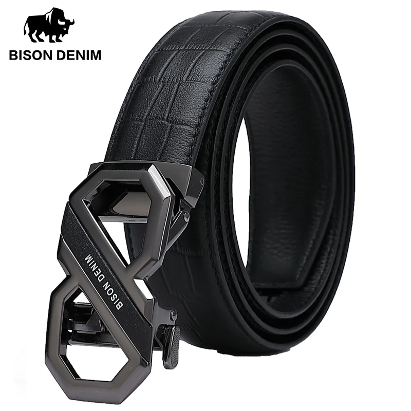 Мужской ремень BISON DENIM из натуральной кожи с автоматической пряжкой W71509|Мужские
