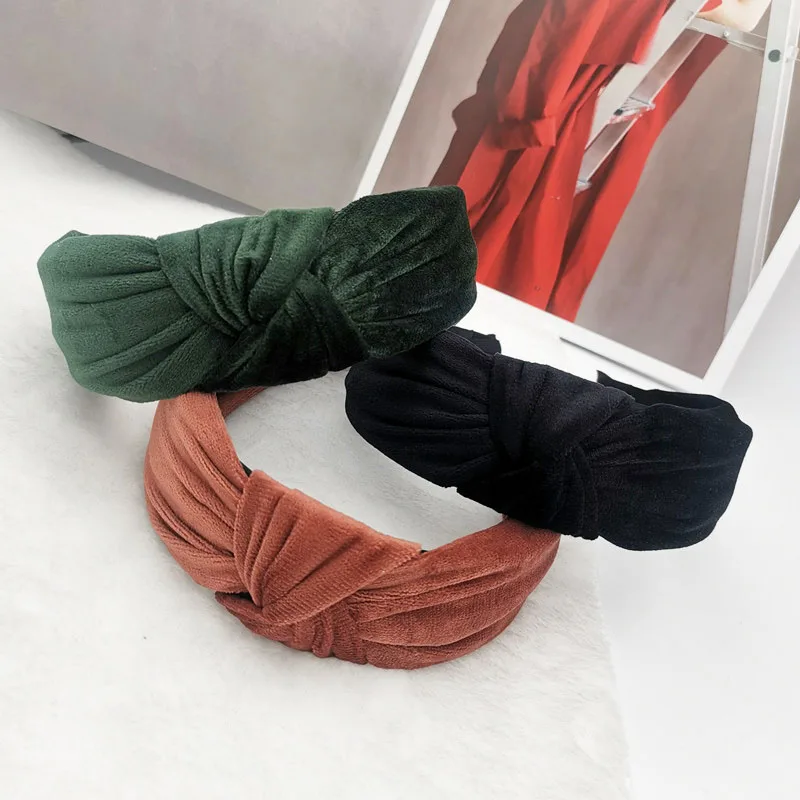 Аксессуары для волос женская бархатная широкая боковая повязка на голову со