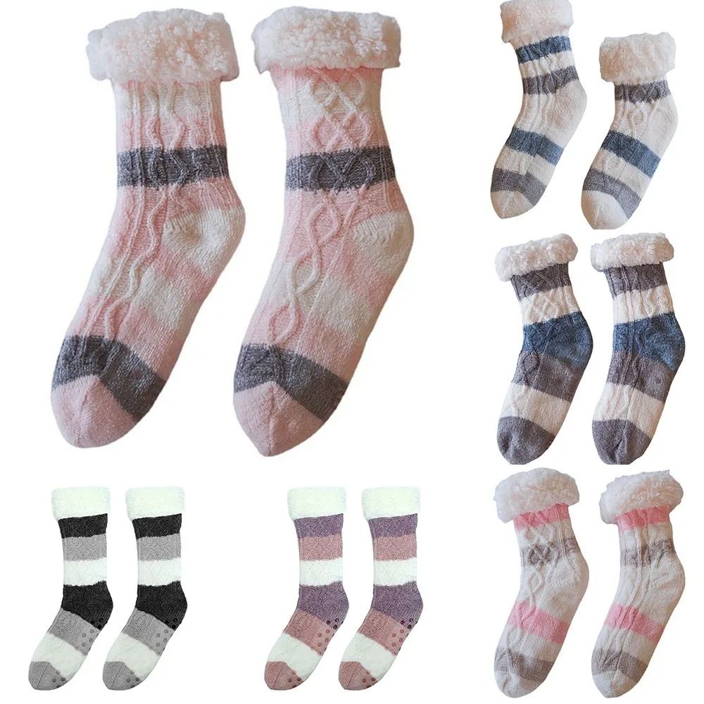 

Oversize Winter Plus Velvet Thick Warm Non-Slip Floor Sweetie Christmas Gift Socks Print Carpet Socks Sleep Socks
