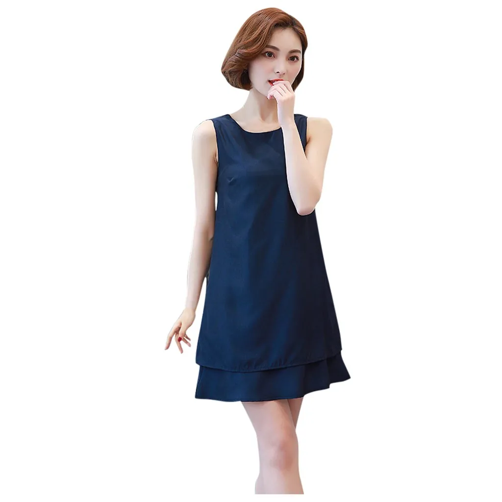 2020 летние свободные платья на бретелях однотонное Хлопковое платье без рукавов