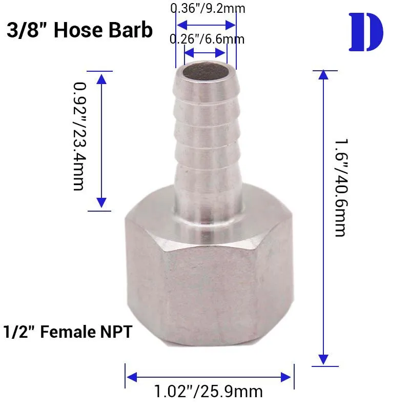 Homebrew пиво 1/" NPT шланг Barb 304 нержавеющая сталь пищевой пивной комплектующие для насоса фитинг