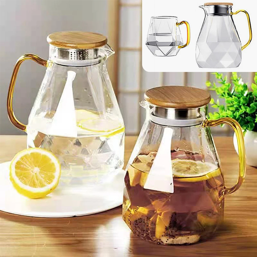 1.8L горячей и холодной воды кувшин для со стразами текстура Стекло чайник Push Up
