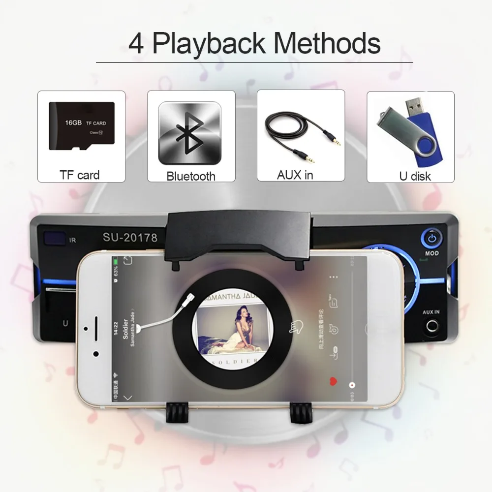 Автомобильный радиоприемник 12 в Bluetooth, автомобильный стерео In-dash 1 Din, FM, Aux вход, поддержка Mp3/MP4, USB, MMC, WMA, AUX IN, TF, автомобильный радиоприемник, Авторадио плеер