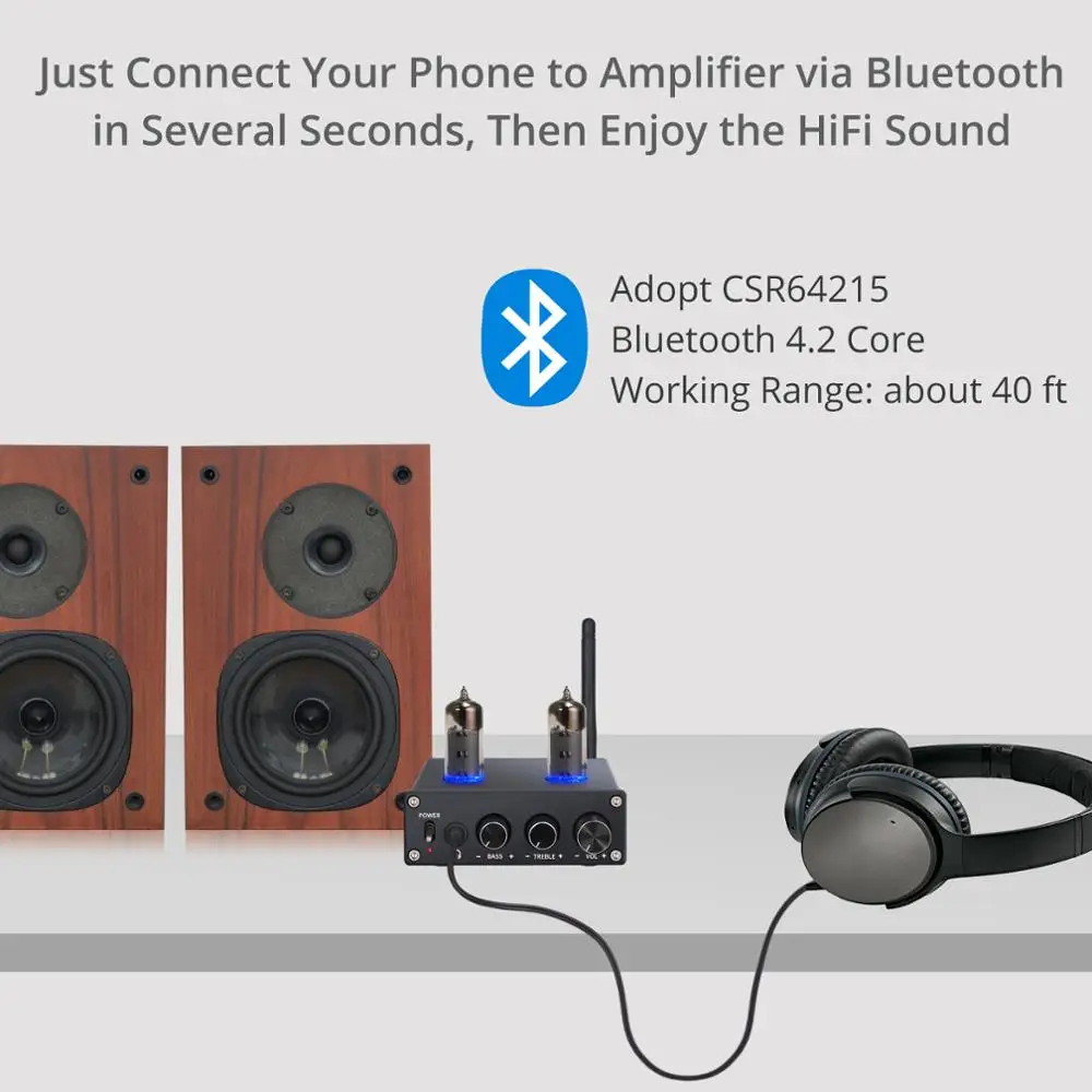 LiNKFOR 50 Вт + Bluetooth 4 2 приемник стерео аудио усилитель с 6J4 Вакуумными Трубками