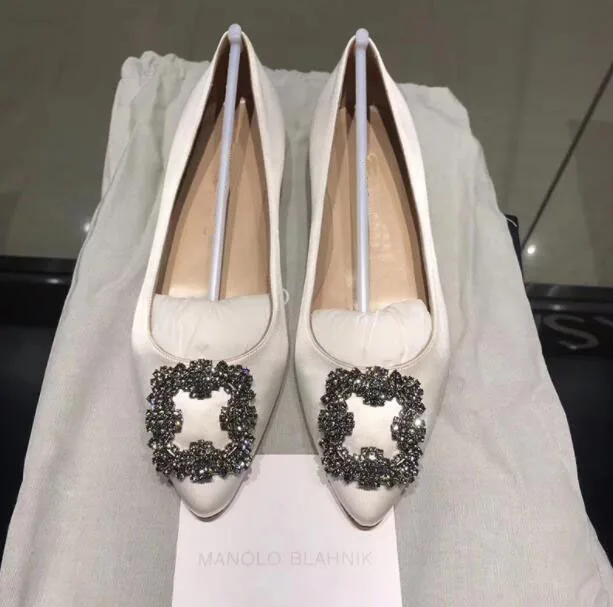 Zapatos planos con hebilla de cristal para mujer primavera otouno lujo marca Punta puntiaguda zapatos mocasines d| |