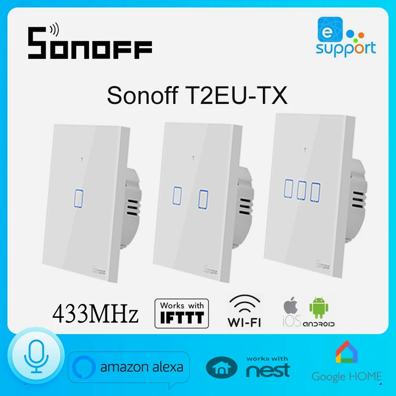 

Умный настенный светильник ель Sonoff T2 ЕС 1 2 3 клавиши с Wi-Fi, панельный таймер RF/APP/сенсорный пульт дистанционного управления, домашняя Автомати...
