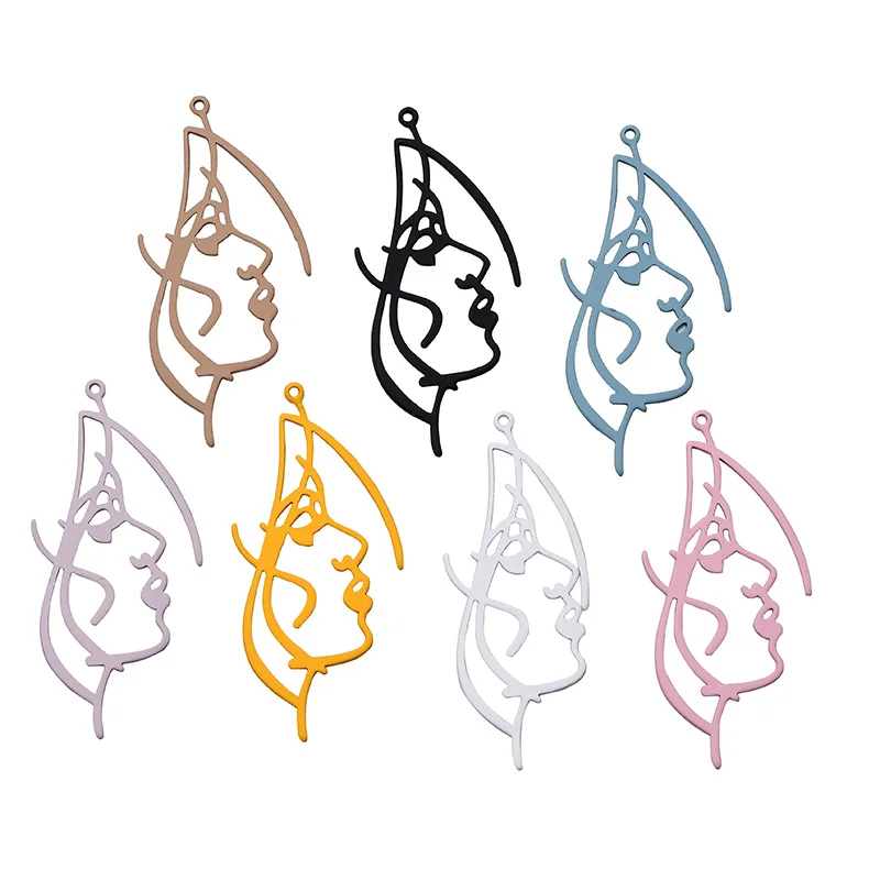 Латунные разноцветные одиночные подвесные полые серьги-подвески 24*50 мм с